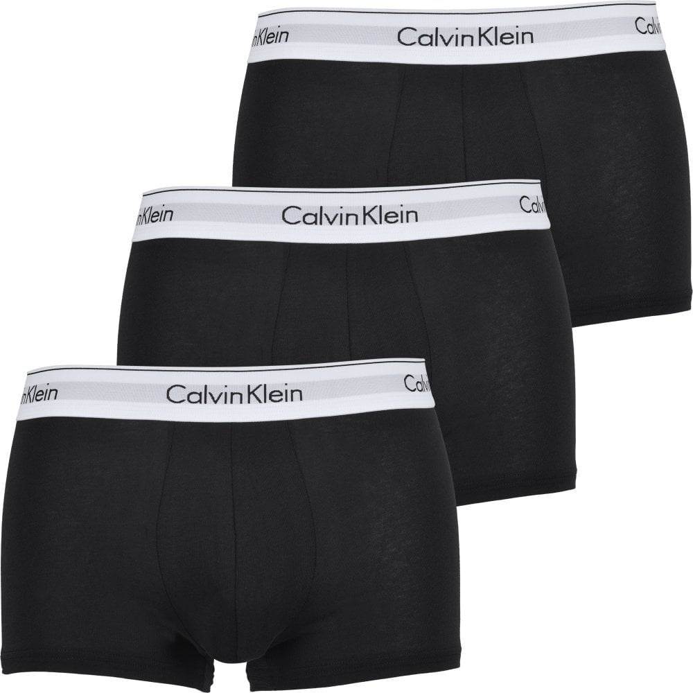 Modern Cotton Stretch 3-Pack Boxer Trunks, Black/white