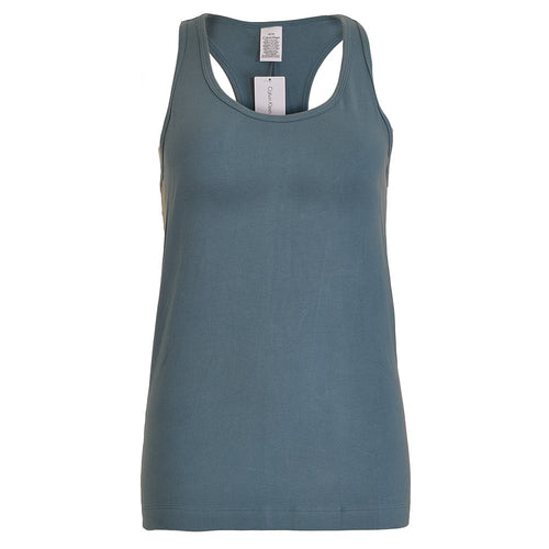 Nahtloses Tanktop mit Logo, Blaustahl