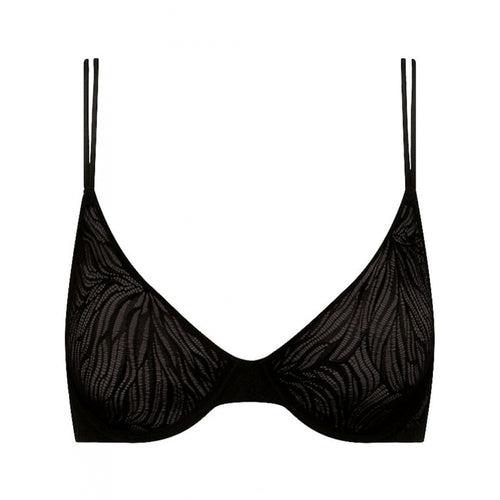 Sheer Marquisette Starburst Lace Demi Bra, Black