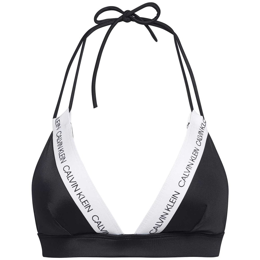 Haut de bikini triangle CK LOGO, noir