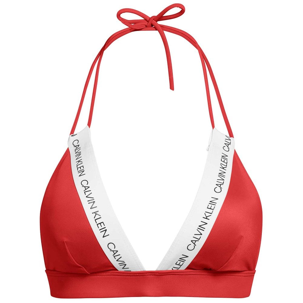 Swimwear CK LOGO Triangle Bikini Top, Laras Lipstick