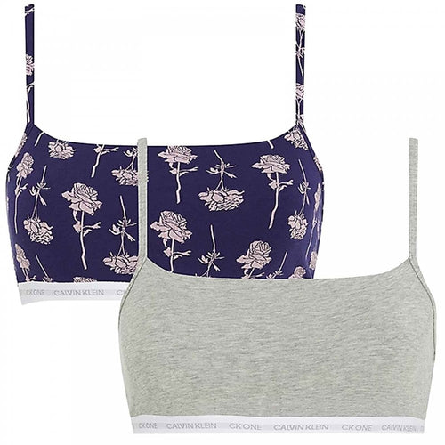 CK One 2-Pack Bralette, Grey Heather/Rozez Print