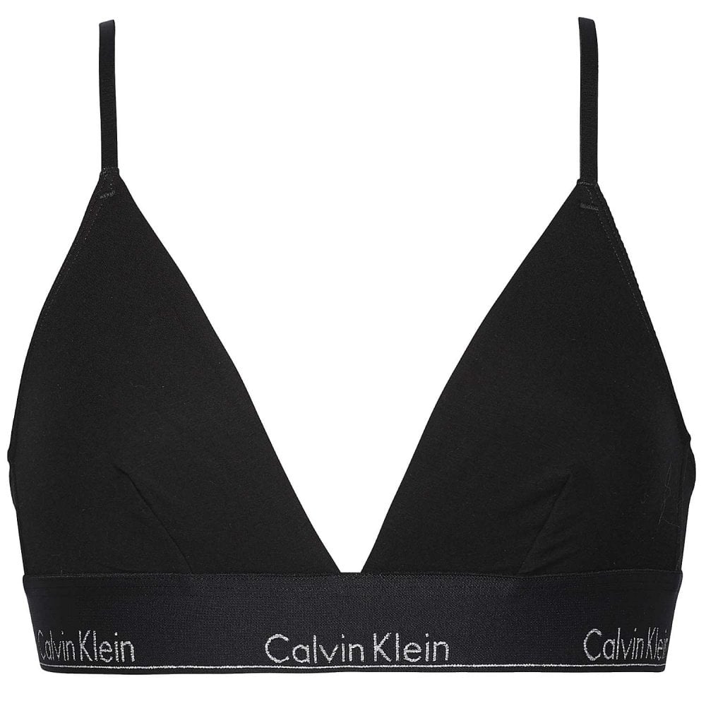 Modern Cotton Unlined Triangle Bra, Black / Glitter Logo