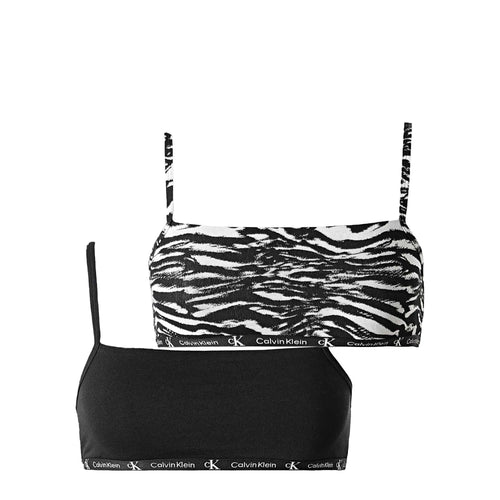 2-Pack CK 1996 Unlined String Bralettes, Black / Tiger Print