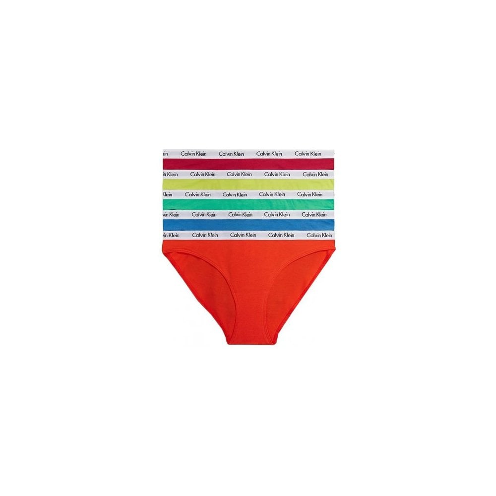 5-Pack Carousel Bikini Briefs, Red/Orange/Yellow/Teal/Blue