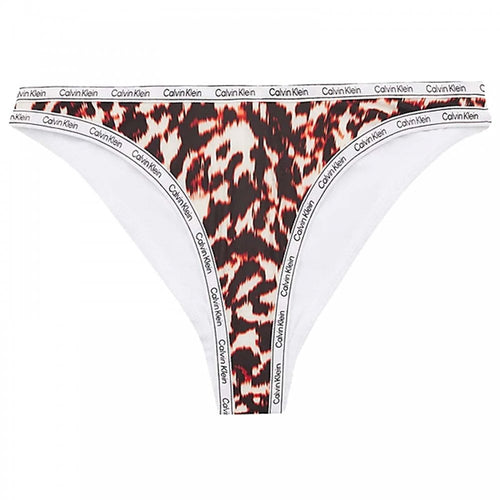 Cheeky-Bikinihose mit hohem Beinausschnitt und Logoband, Animal