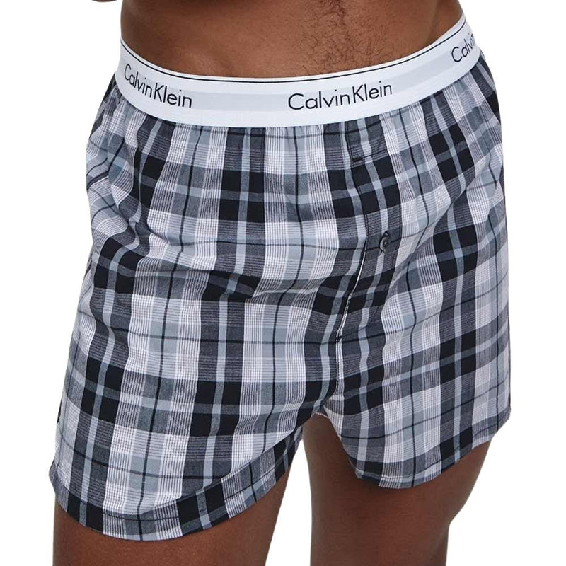Calvin KleinBoxer Shorts 2 - pack2 - Pack Modern Cotton Slim - Fit Woven Boxer Shorts, Ryan Stripe D Well/Hickory Plaid BBoxers & Briefs
