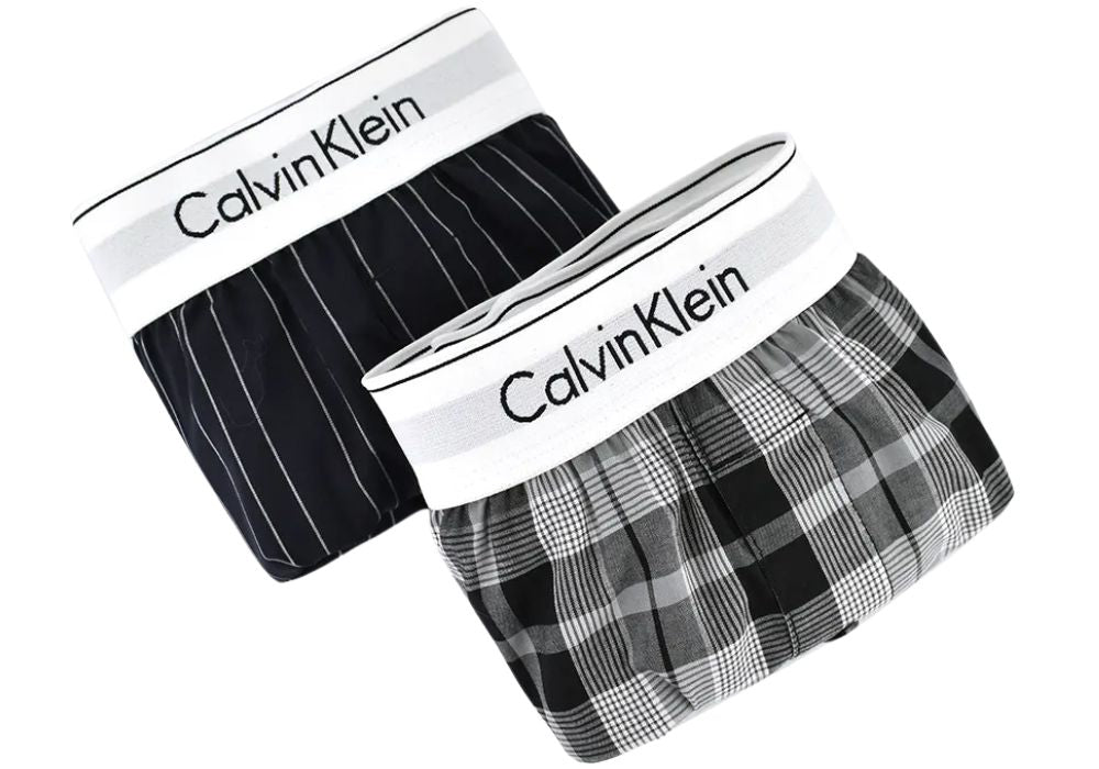 Calvin KleinBoxer Shorts 2 - pack2 - Pack Modern Cotton Slim - Fit Woven Boxer Shorts, Ryan Stripe D Well/Hickory Plaid BBoxers & Briefs