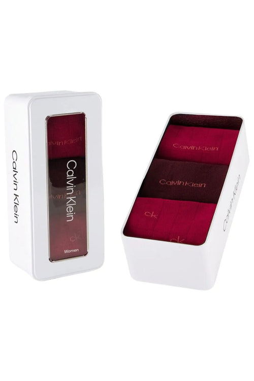 Calvin KleinSocks 3 - pack3 - Pack Allover Logo Women's Socks Gift Tin, Berry RedBoxers & Briefs