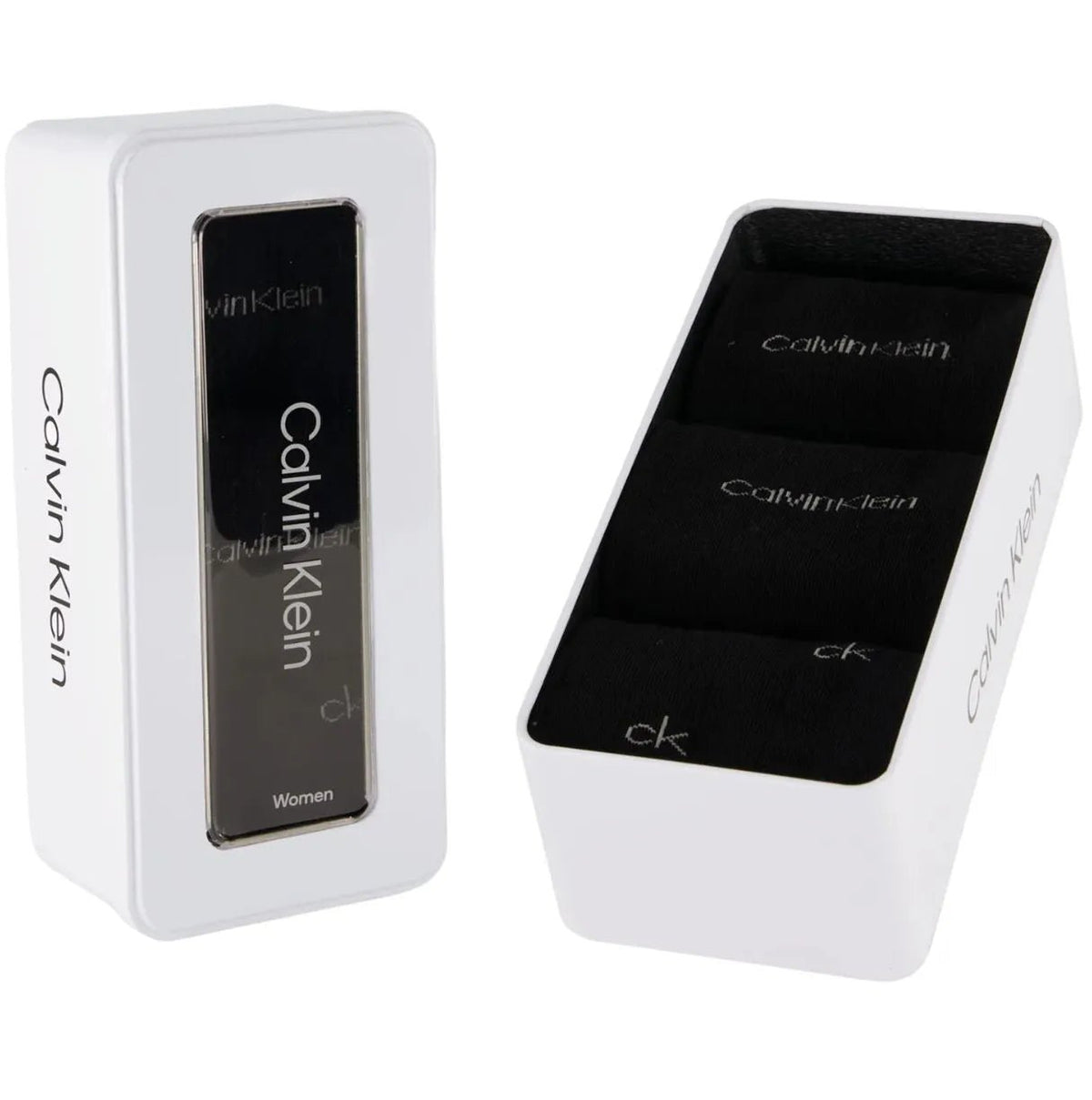 Calvin KleinSocks 3 - pack3 - Pack Allover Logo Women's Socks Gift Tin, BlackBoxers & Briefs