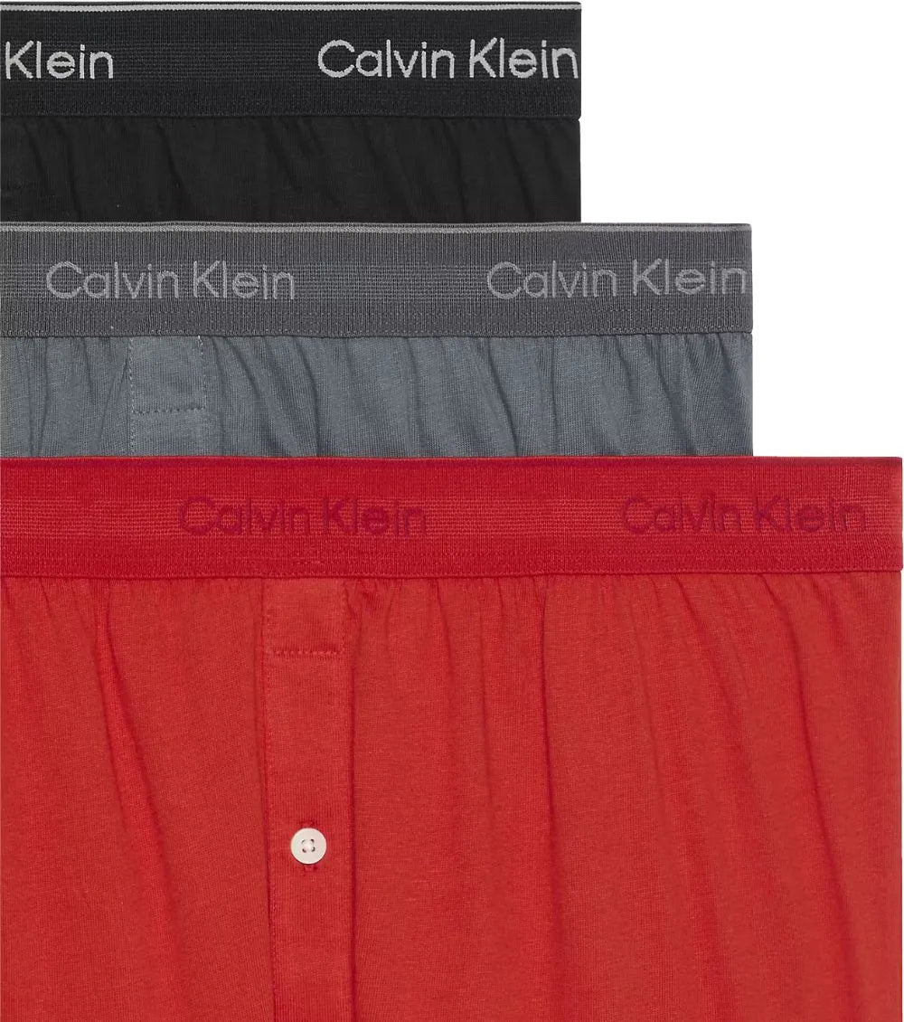 Calvin KleinBoxer Briefs 3 - pack3 - Pack Button - Front Pure Cotton Boxer Briefs, Turbulence / Adrenaline Rush / BlackBoxers & Briefs