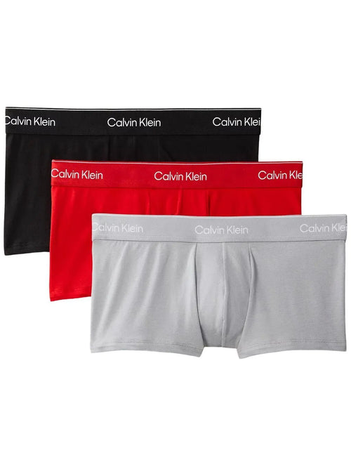Calvin KleinTrunks 3 - pack3 - Pack Icon Cotton Stretch Low - Rise Boxer Trunks, Black / Adrenaline Rush / SleetBoxers & Briefs