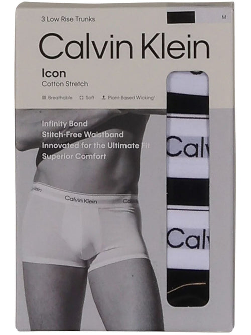 Calvin KleinTrunks 3 - pack3 - Pack Icon Cotton Stretch Low - Rise Boxer Trunks, Black/whiteBoxers - and - Briefs.net