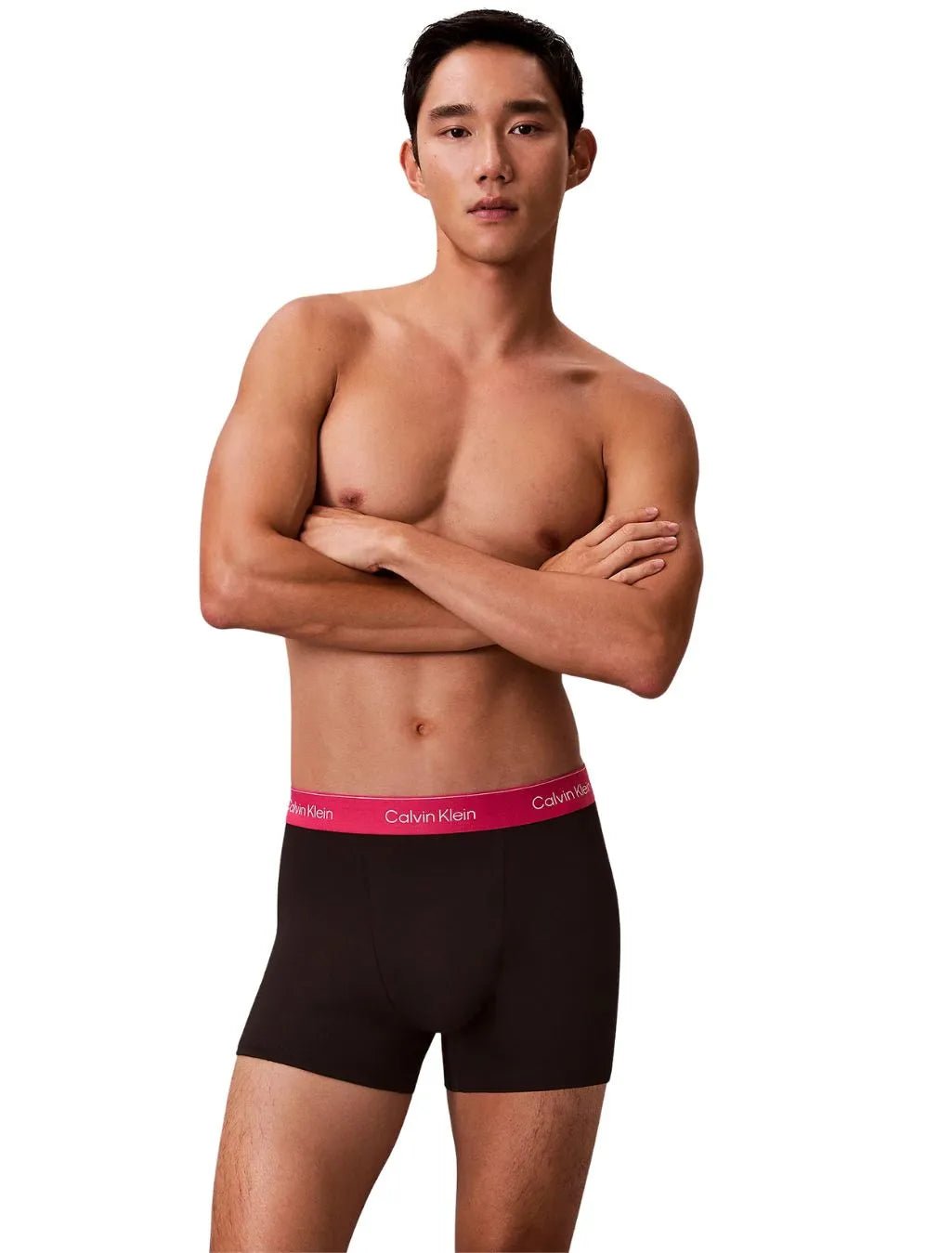 Calvin KleinTrunks 3 - pack3 - Pack Icon Cotton Stretch 'Relaxed Dart' Boxer Trunks, Black w/ pink/sleet/whiteBoxers & Briefs