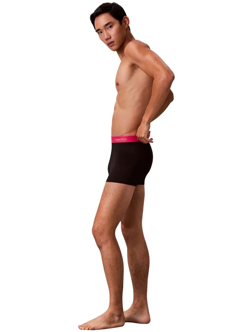 Calvin KleinTrunks 3 - pack3 - Pack Icon Cotton Stretch 'Relaxed Dart' Boxer Trunks, Black w/ pink/sleet/whiteBoxers & Briefs