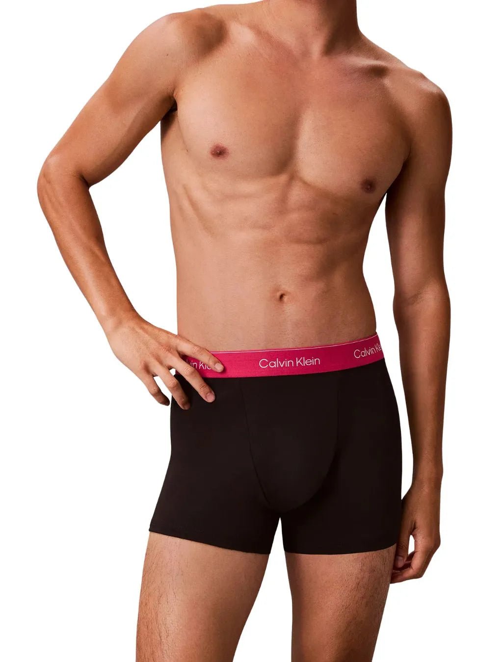 Calvin KleinTrunks 3 - pack3 - Pack Icon Cotton Stretch 'Relaxed Dart' Boxer Trunks, Black w/ pink/sleet/whiteBoxers & Briefs