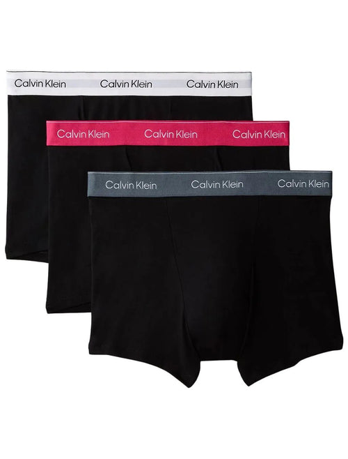 Calvin KleinTrunks 3 - pack3 - Pack Icon Cotton Stretch 'Relaxed Dart' Boxer Trunks, Black w/ pink/sleet/whiteBoxers & Briefs