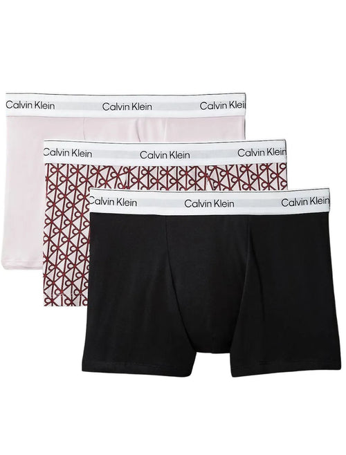 Calvin KleinTrunks 3 - pack3 - Pack Icon Cotton Stretch 'Relaxed Dart' Emblem Print Boxer Trunks, Black/PinkBoxers & Briefs