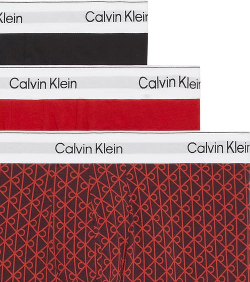 Calvin KleinTrunks 3 - pack3 - Pack Icon Emblem Print Low - Rise Boxer Trunks, Black / Emblem Dark Berry / Adrenaline RushBoxers & Briefs