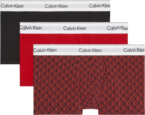Calvin KleinTrunks 3 - pack3 - Pack Icon Emblem Print Low - Rise Boxer Trunks, Black / Emblem Dark Berry / Adrenaline RushBoxers & Briefs