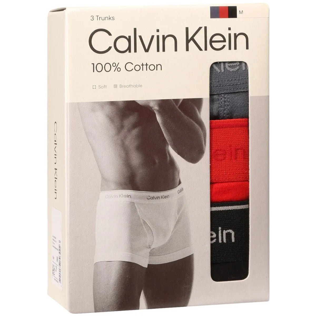 Calvin KleinTrunks 3 - pack3 - Pack Pure Cotton Boxer Trunks, Turbulence / Adrenaline Rush / BlackBoxers & Briefs