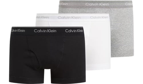 Calvin KleinTrunks 3 - pack3 - Pack Pure Cotton Keyhole Boxer Trunks, Black/White/GreyBoxers - and - Briefs.net
