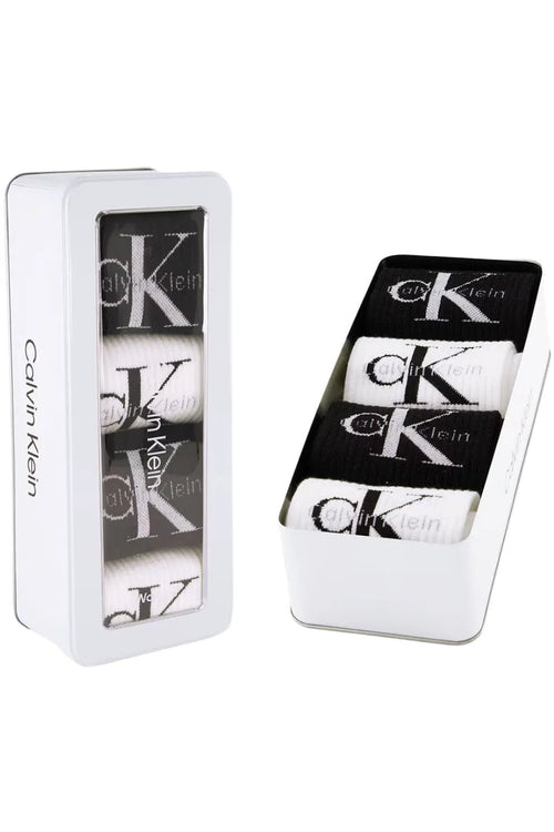 Calvin KleinSocks 4 - pack4 - Pack CK Jeans Logo Women's Sports Socks Gift Tin, Black/WhiteBoxers & Briefs