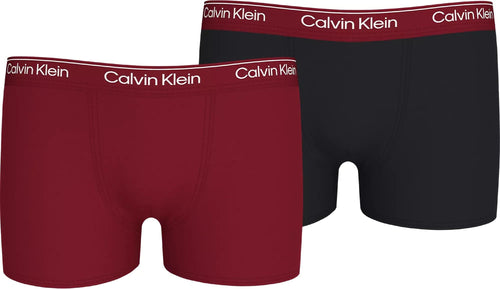 Calvin KleinTrunks 2 - packBoys 2 - Pack Modern Cotton Boxer Trunks, Burgundy/BlackBoxers - and - Briefs.net