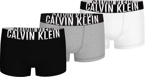 Calvin KleinTrunks 3 - packBoys 3 - Pack Intense Power Boxer Trunks, Black/White/GreyBoxers - and - Briefs.net