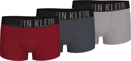 Calvin KleinTrunks 3 - packBoys 3 - Pack Intense Power Boxer Trunks, Burgundy/Grey/Teal w/ silverBoxers - and - Briefs.net