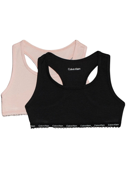 Calvin KleinBralettes 2 - packGirls 2 - Pack Ribbed Cotton Modal Bralettes, Pink/BlackBoxers - and - Briefs.net