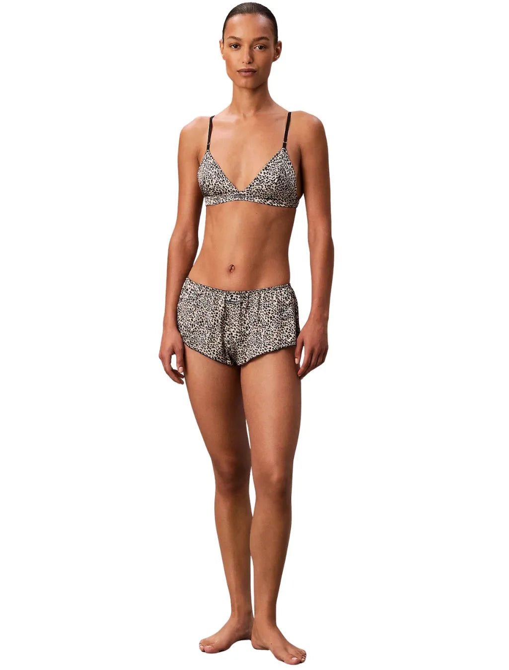 Calvin KleinBraSignature Satin Unlined Triangle Bra, Animal PrintBoxers & Briefs
