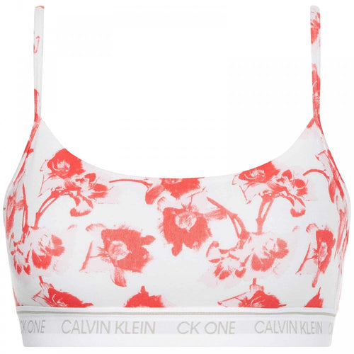 CK One Cotton Modal Blend String Bralette, Lilium Print/Strawberry Shake