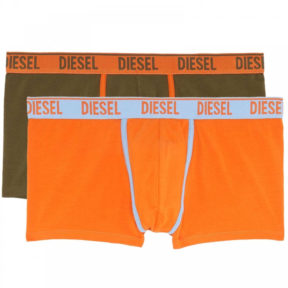 Lot de 2 boxers extensibles en coton Umbx-Damien, orange/vert