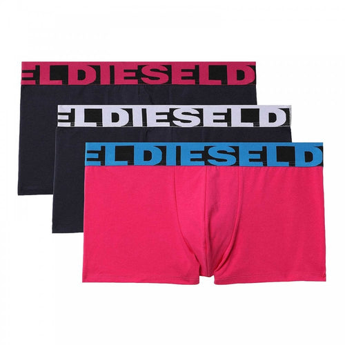 Diesel - 3 - Pack Cotton Stretch Boxer Trunk, Pink / Navy / Navy - Boxers - and - Briefs.net