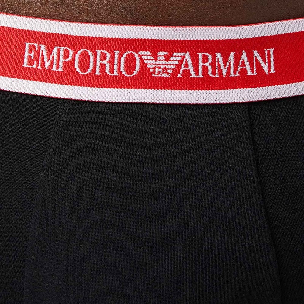 Emporio Armani - 3 - Pack Logoband Trunk, Black / White Print / Fire - Boxers - and - Briefs.net