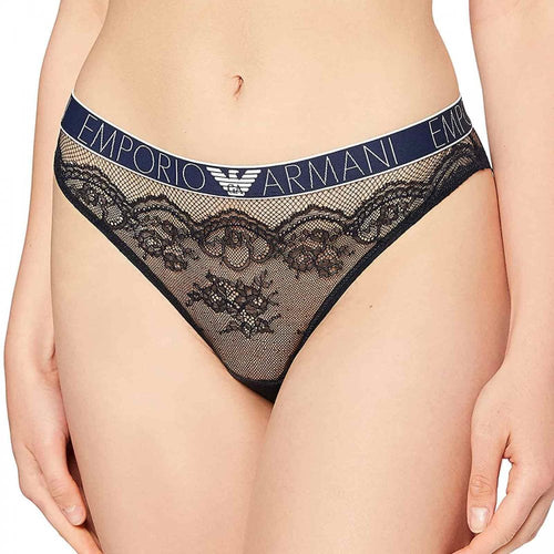 Slip mit Logoband aus Spitze, Marine