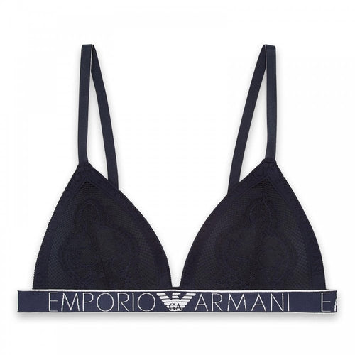 Logoband Lace Padded Triangle Bra, Marine