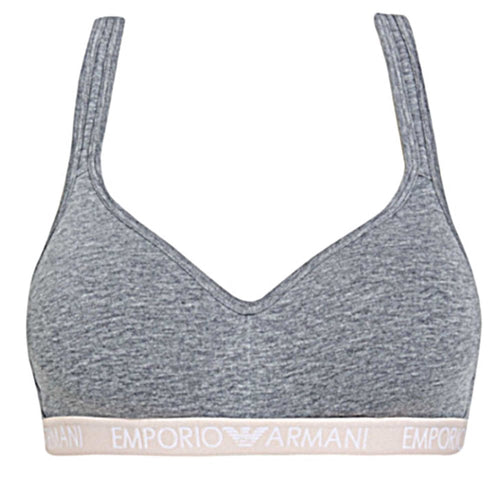 Gepolstertes Bralette aus Stretch-Baumwolle, Dunkelgrau Melange