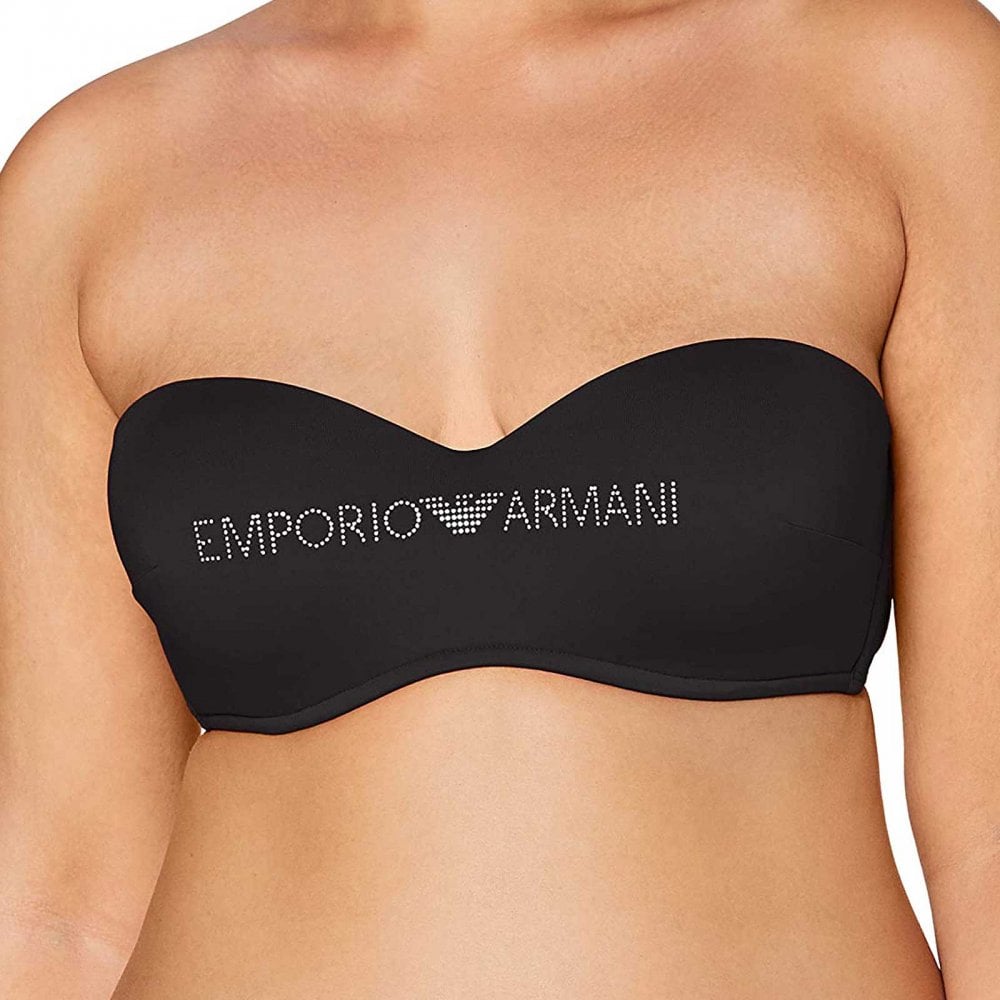 Emporio Armani Women Logo Swimwear Padded Bikini Top Black –  Boxers-and-Briefs.net