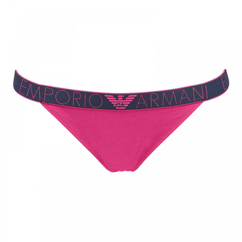Visibility Iconic Logoband Stretch Cotton Thong, Pop Pink