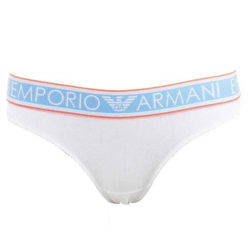 Visibility Pop Lines Stretch Cotton Thong, White / Orange Trim