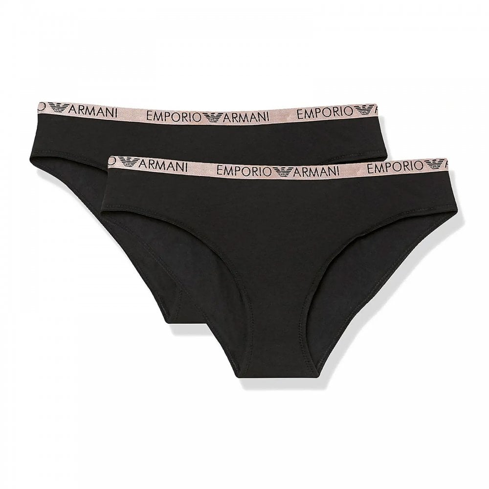 Emporio Armani - 2 - Pack Basic Cotton Brief, Black - Boxers - and - Briefs.net