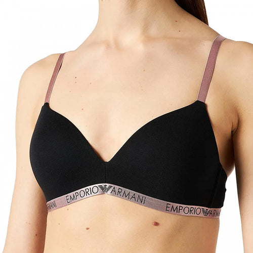 Soutien-gorge triangle rembourré en coton Basic, noir