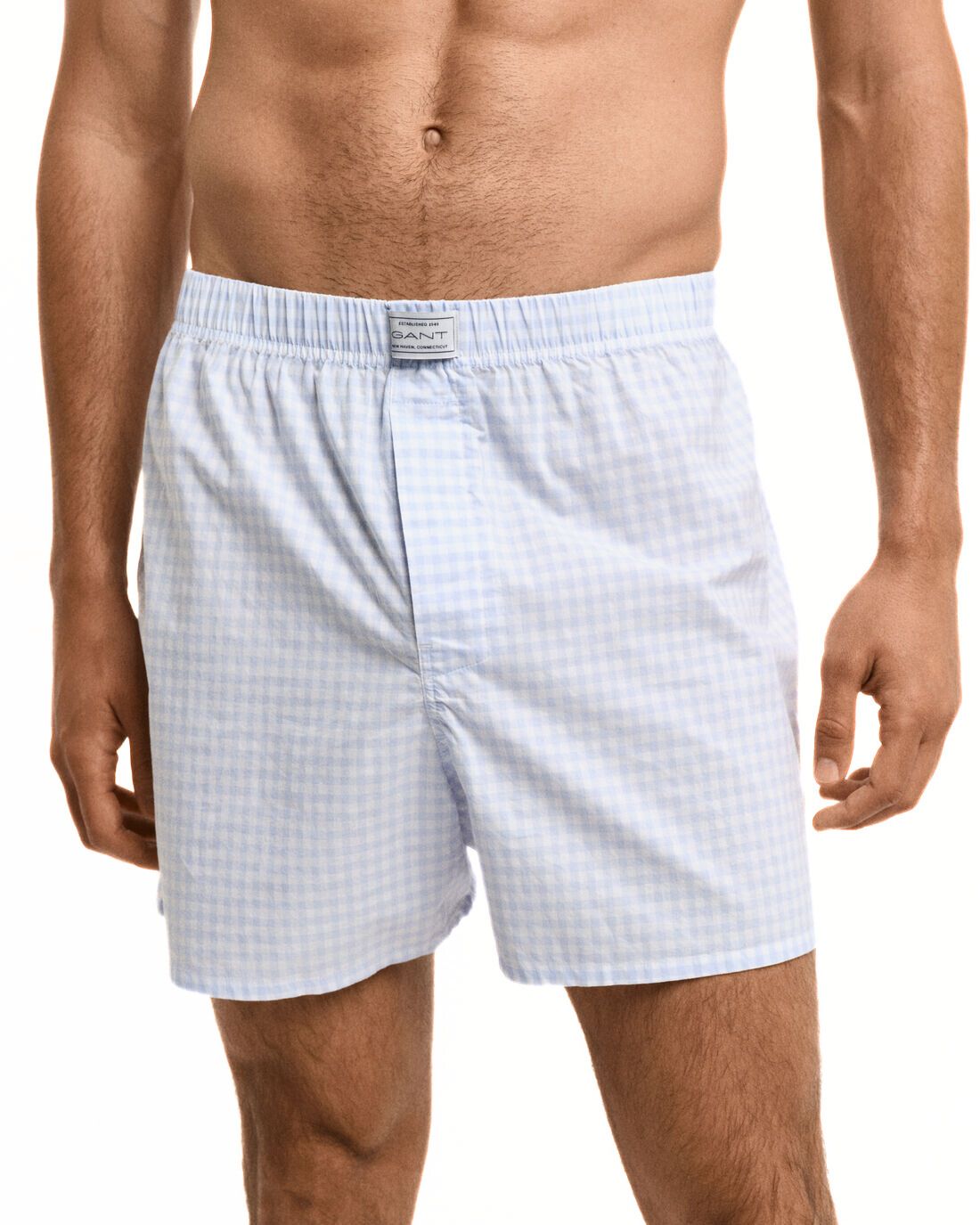 GantBoxer Shorts 2 - pack2 - Pack Check & Stripe Woven Boxer Shorts, Light BlueBoxers - and - Briefs.net