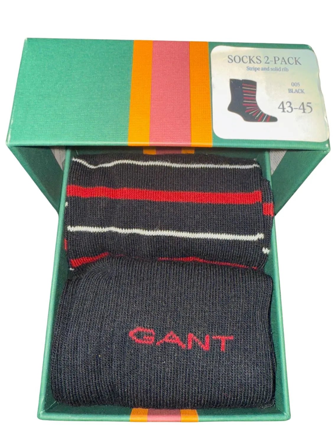 GantSocks 2 - pack2 - Pack Multi - Stripe Socks Gift Set, BlackBoxers & Briefs