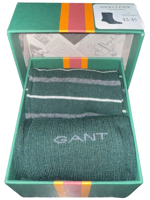 GantSocks 2 - pack2 - Pack Multi - Stripe Socks Gift Set, Tartan GreenBoxers & Briefs