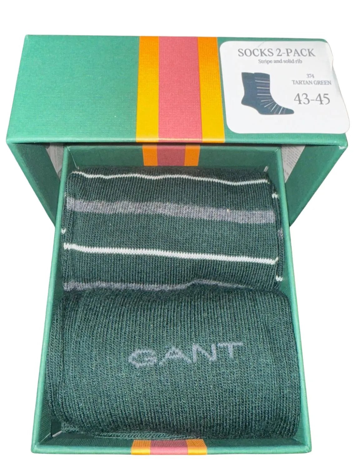 GantSocks 2 - pack2 - Pack Multi - Stripe Socks Gift Set, Tartan GreenBoxers & Briefs