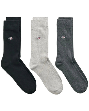 GantSocks 3 - pack3 - Pack Shield Logo Socks, Black/Grey ComboBoxers & Briefs