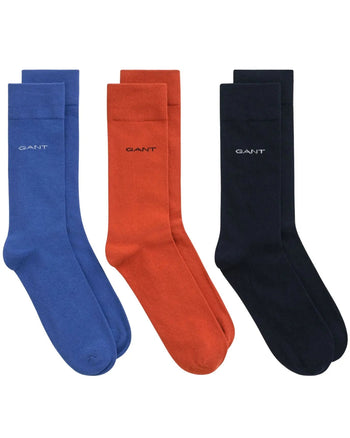 GantSocks 3 - pack3 - Pack Soft Cotton Socks, Blue/Orange/BlackBoxers & Briefs